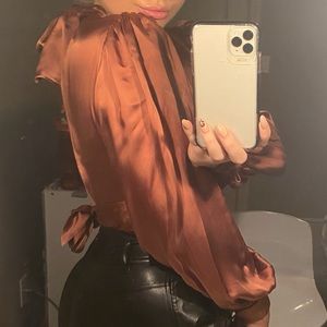 Rust Orange Silk blouse